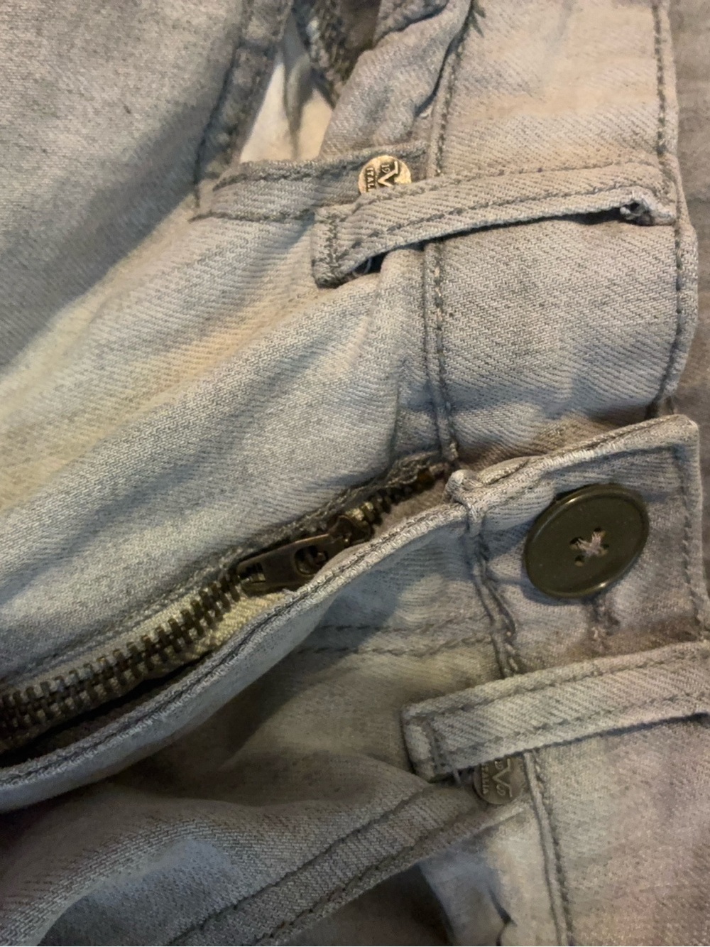 Light Gray Women's Moto Jeans - Picture 7 of 8